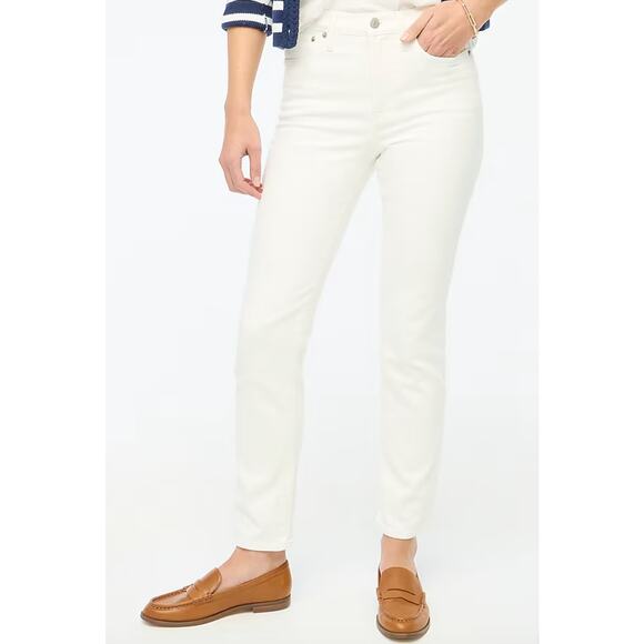 J.Crew Jeans Size 31 Petite White Factory Essential Straight All-Day Stretch NWT - Picture 1 of 9